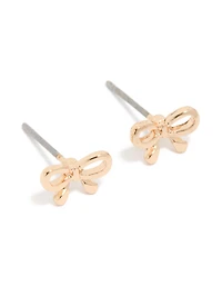 Gold Petite Bow Stud Earrings