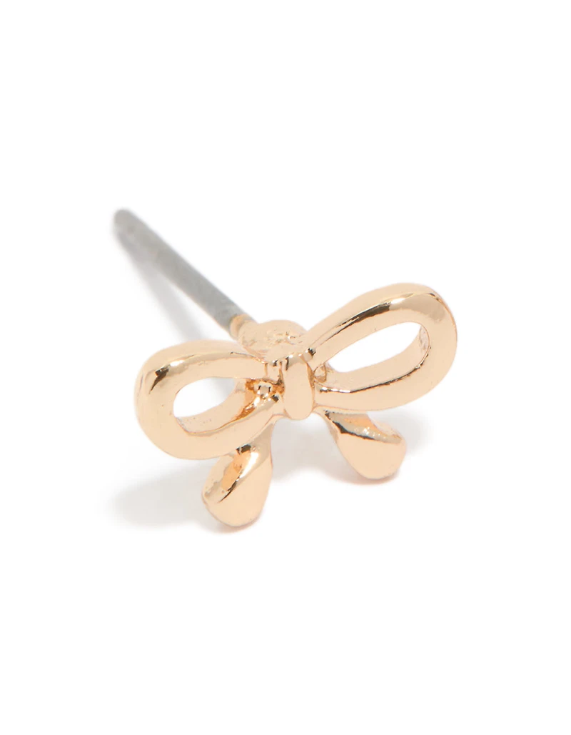 Gold Petite Bow Stud Earrings