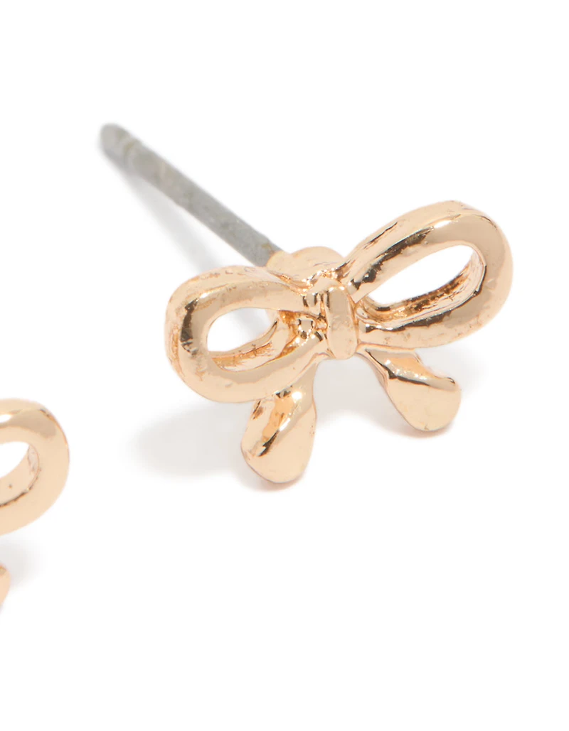 Gold Petite Bow Stud Earrings