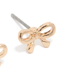 Gold Petite Bow Stud Earrings