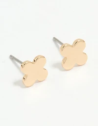 Gold Oval Cross Stud Earrings