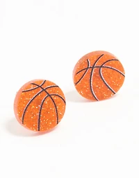 Gold Basketball Stud Earrings