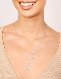 Silver Cubic Zirconia Vine Pear Necklace