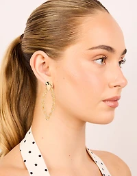 Gold Twisted Rope Drop Earrings