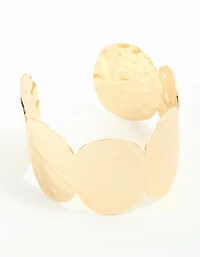 Gold Circle Hammered Wrist Cuff