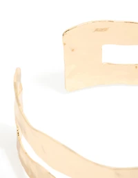 Gold Hammered Layered Arm Cuff