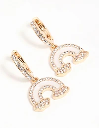 Gold Diamante Rainbow Cloud Huggie Earrings