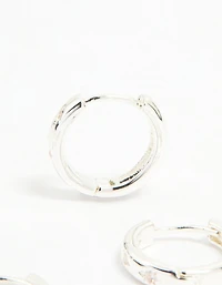 Silver Cubic Zirconia Celestial & Classic Huggie Earrings 3-Pack
