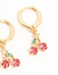 Gold Enamel Mixed Fruit Stud Earrings 3-Pack