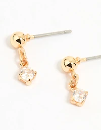 Gold Cubic Zirconia Mixed Cross Huggie & Stud Earrings 3-Pack