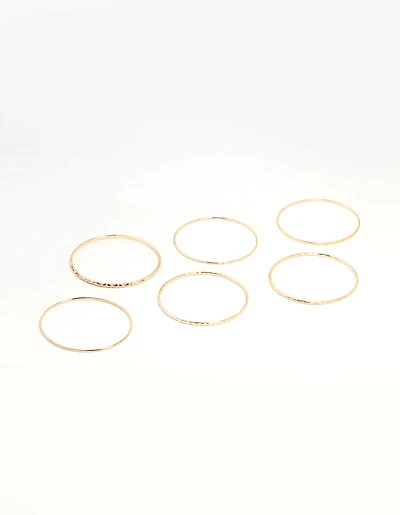 Gold Textured Thin Bangles 6-Pack