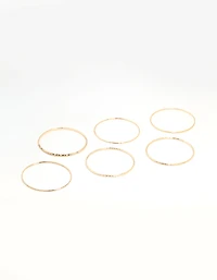 Gold Textured Thin Bangles 6-Pack