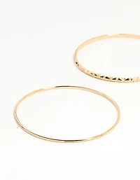 Gold Textured Thin Bangles 6-Pack