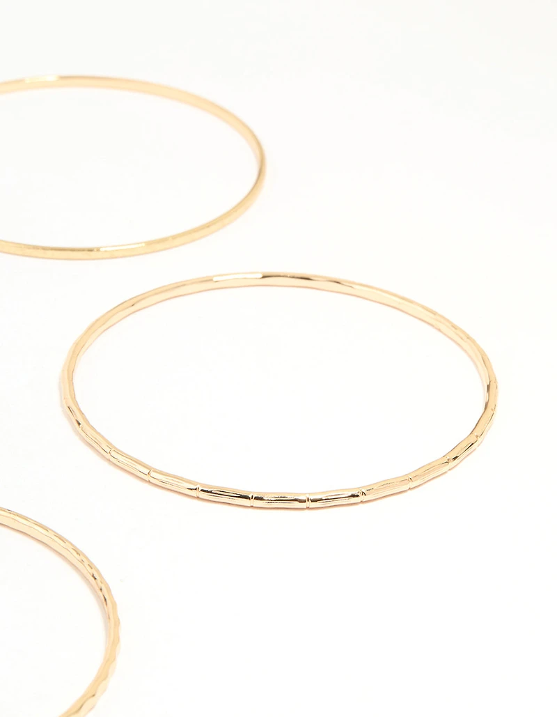 Gold Textured Thin Bangles 6-Pack