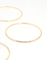 Gold Textured Thin Bangles 6-Pack