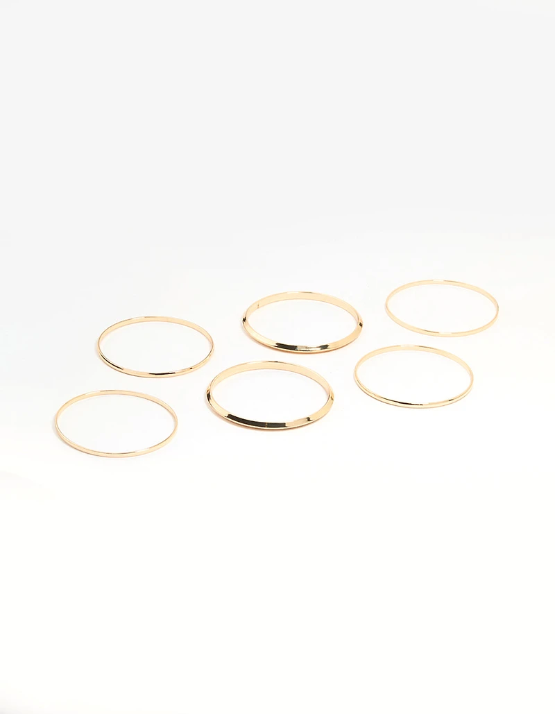 Gold Smooth Multi-Sized Bangles 6-Pack