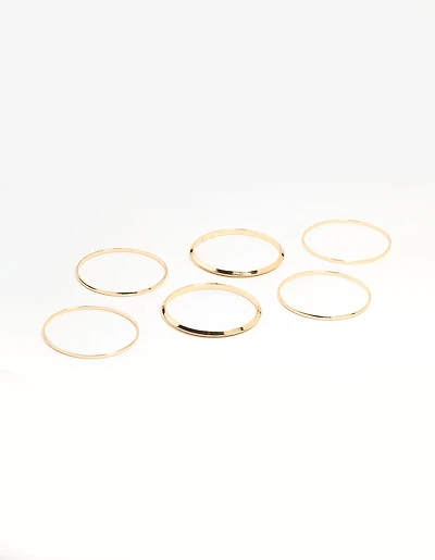 Gold Smooth Multi-Sized Bangles 6-Pack