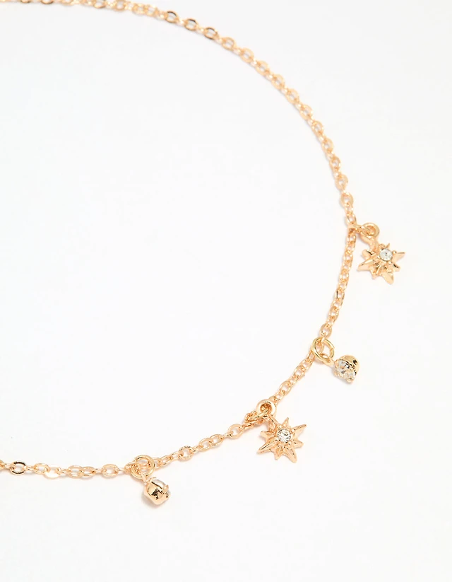 Gold Evil Eye & Coin Chain Anklets 3-Pack
