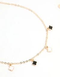 Gold Enamel Flower & Twisted Anklets 4-Pack