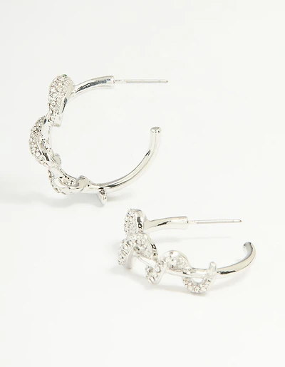 Silver Diamante Snake Hoop Earrings