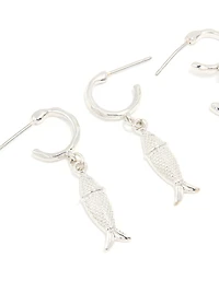 Silver Starfish & Shell Earrings 3-Pack