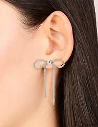 Silver Chain Bow Earrings
