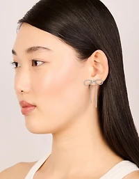 Silver Chain Bow Earrings