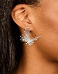 Boucles d’oreilles grandes en argent en forme de papillon