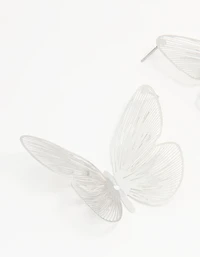 Silver Large Butterfly Stud Earrings