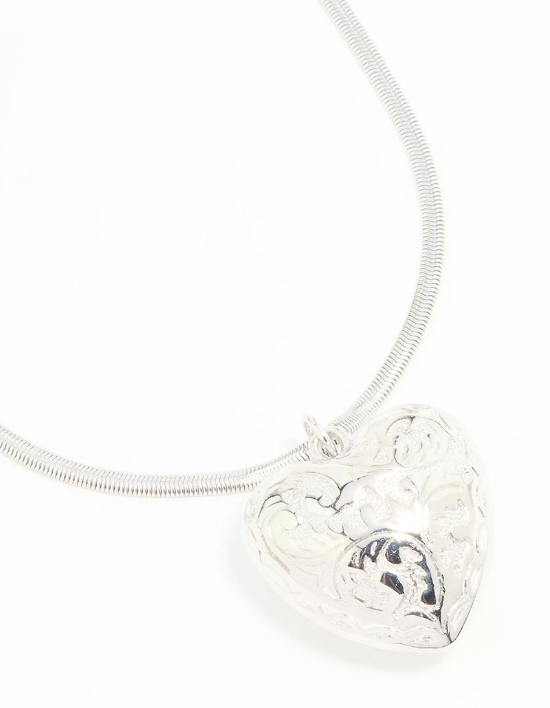 Silver Mega Heart Chain Necklace