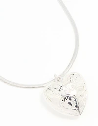 Silver Mega Heart Chain Necklace
