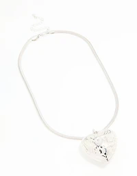 Silver Mega Heart Chain Necklace