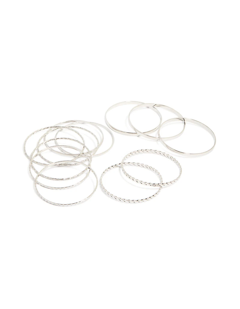 Antique Silver Molten Textured Bangles Pack