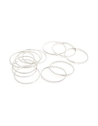 Antique Silver Molten Textured Bangles Pack