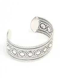 Antique Silver Stone Design Wrist Cuff