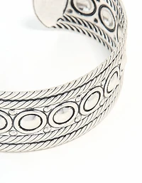 Antique Silver Stone Design Wrist Cuff