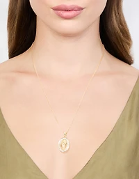 Gold Plated Mary Pendant Necklace