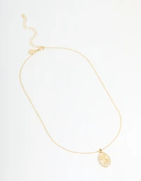 Gold Plated Mary Pendant Necklace