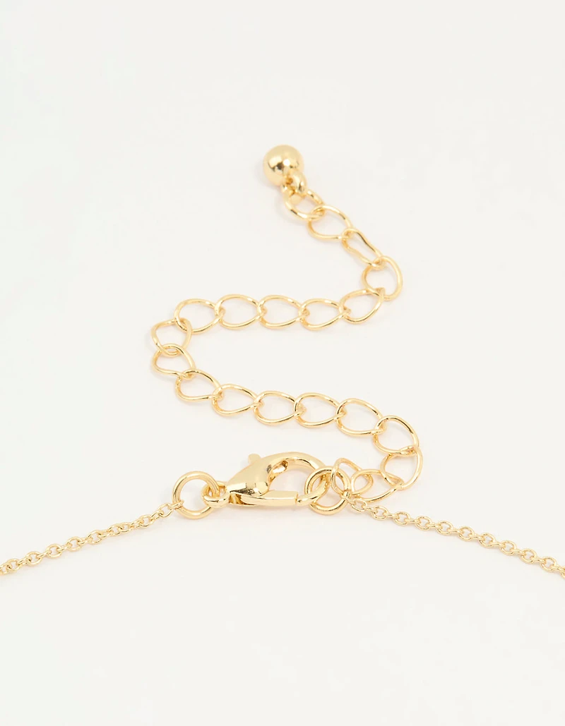 Gold Plated Diamante Wing Charm Pendant Necklace