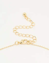 Gold Plated Diamante Wing Charm Pendant Necklace