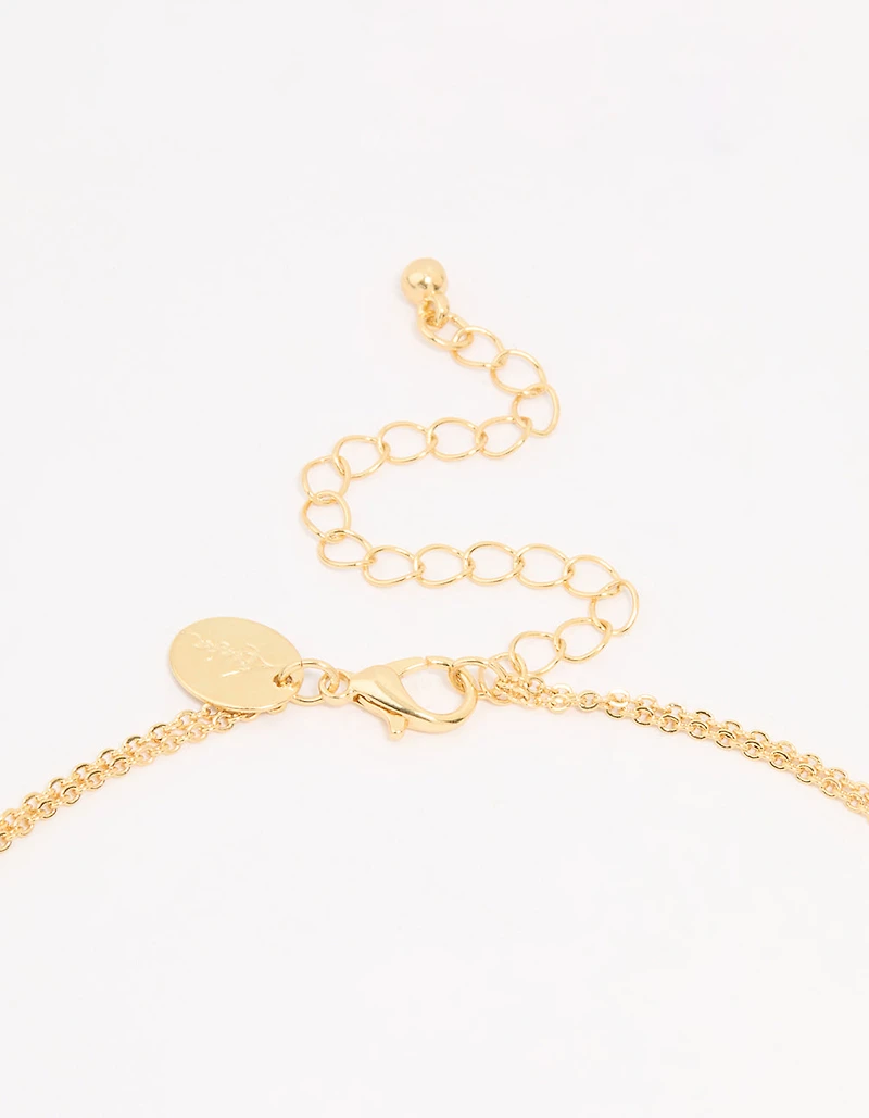Gold Plated Cross & Mary Layered Necklace