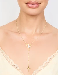 Mixed Metal Cross Heart & Mary Y-Necklace