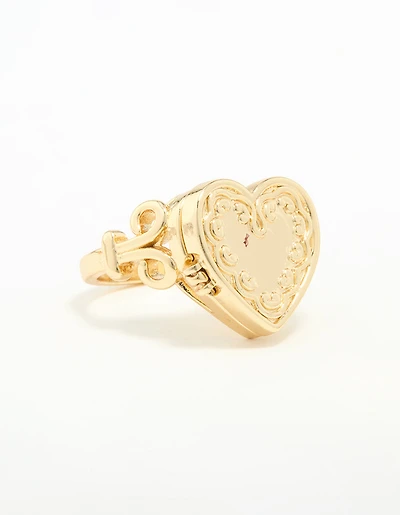 Gold Plated Heart Locket Ring