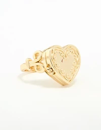 Gold Plated Heart Locket Ring
