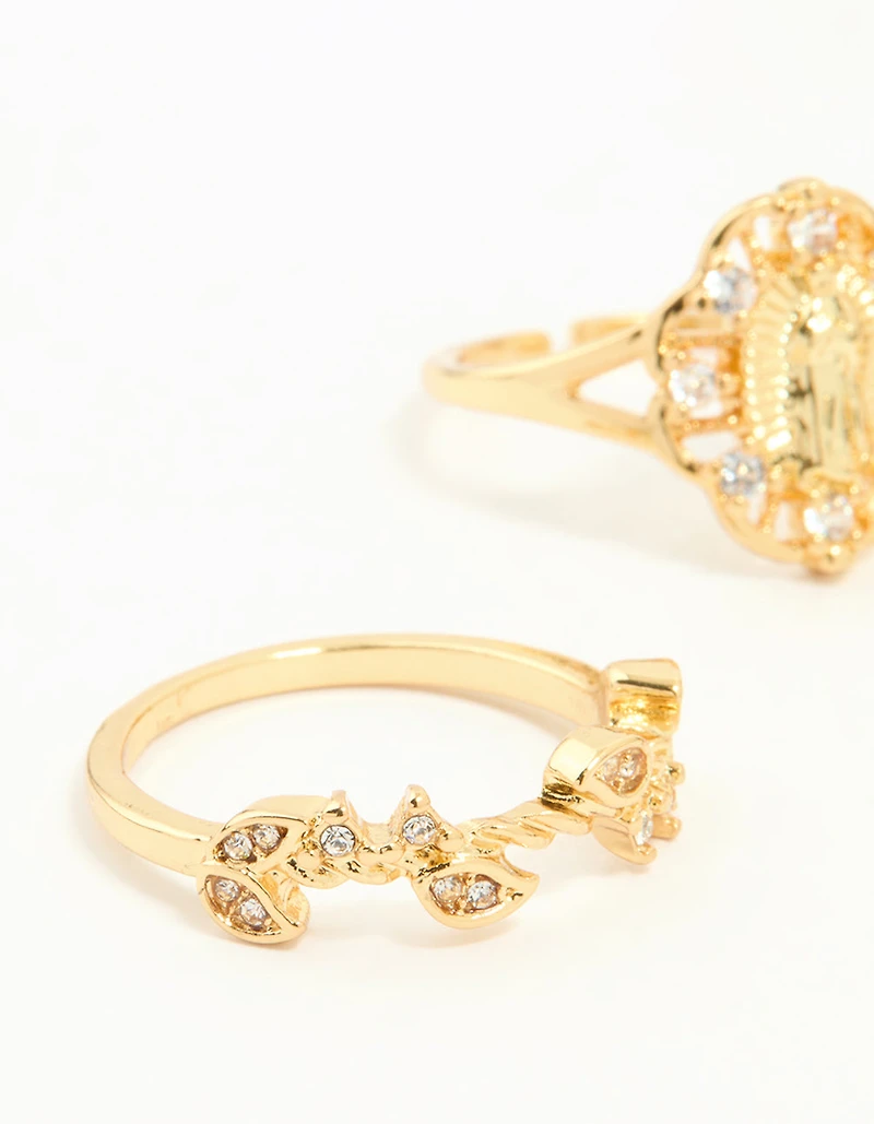 Anneaux cubiques en zirconia plaqués or Mary & Floral Packs