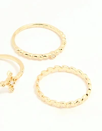 Gold Plated Dainty Cubic Zirconia Stacking Rings 5-Pack