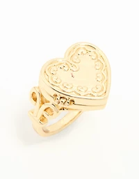 Bague médaillon en forme de cœur plaquée or