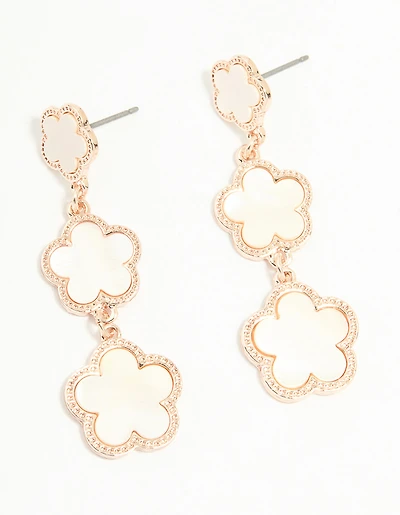 Rose Gold Flower Drop Earrings