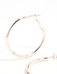 Rose Gold Narrow Hinge Hoop Earrings
