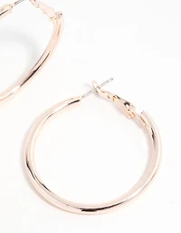 Rose Gold Narrow Hinge Hoop Earrings